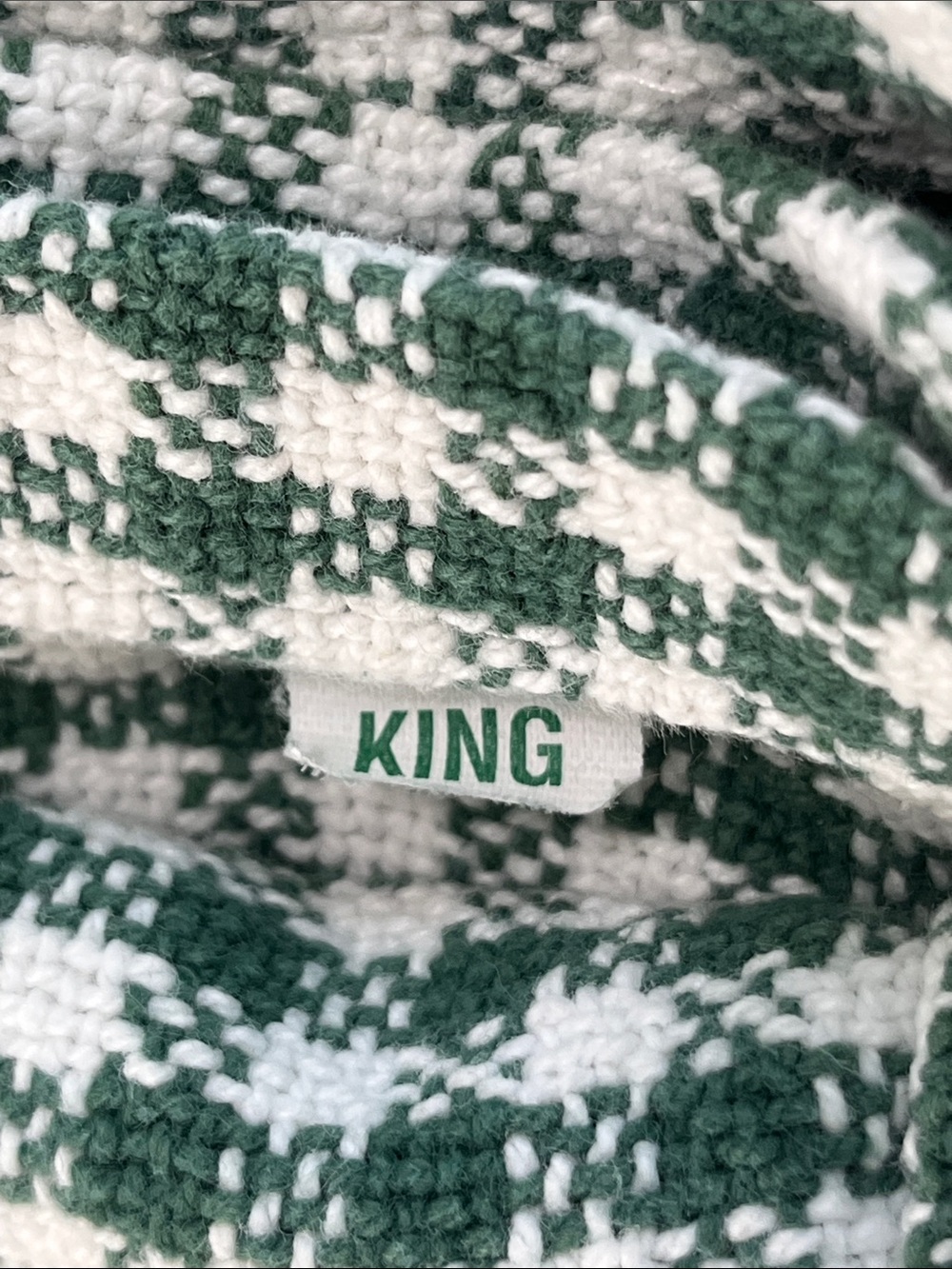 VTG Ralph Lauren Gingham King Bedspread Blanket Green/White Cotton 108”x90” - Picture 4 of 7